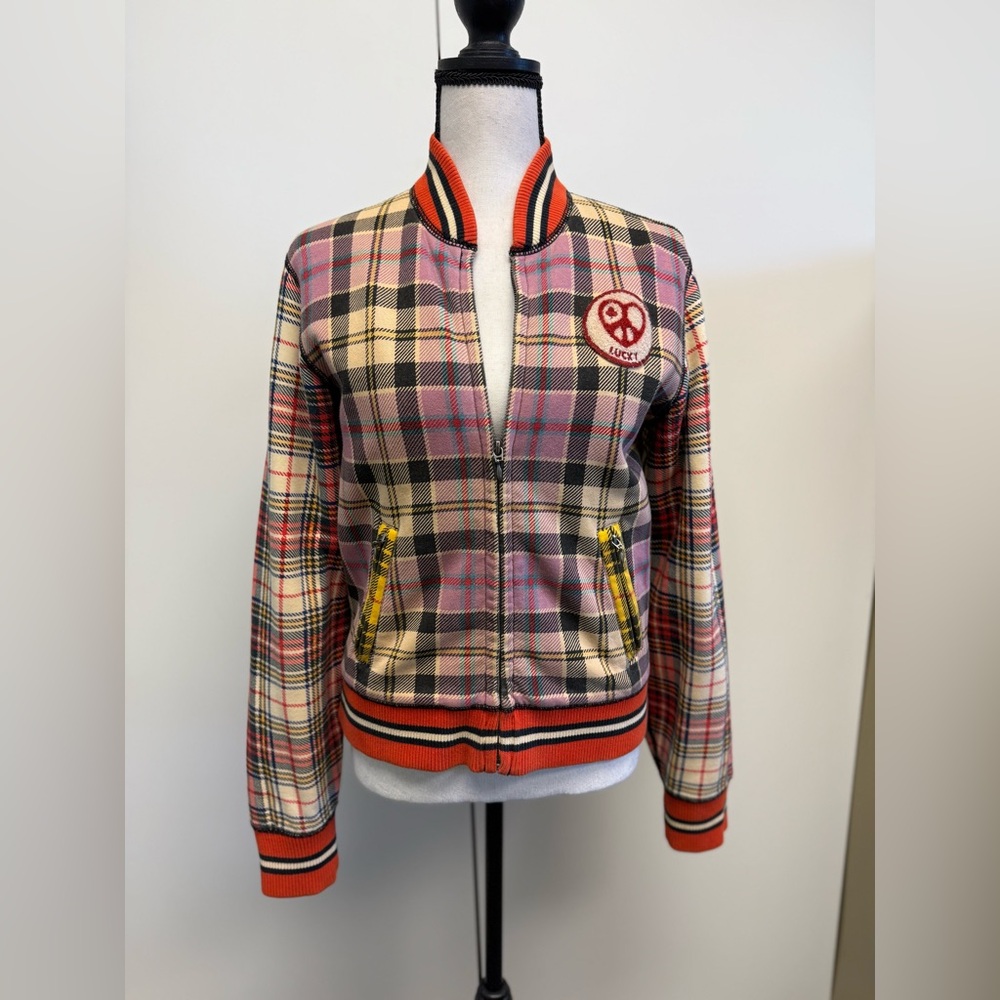 Lucky Brand Mixed Plaid Reversible Bomber Jacket Size S